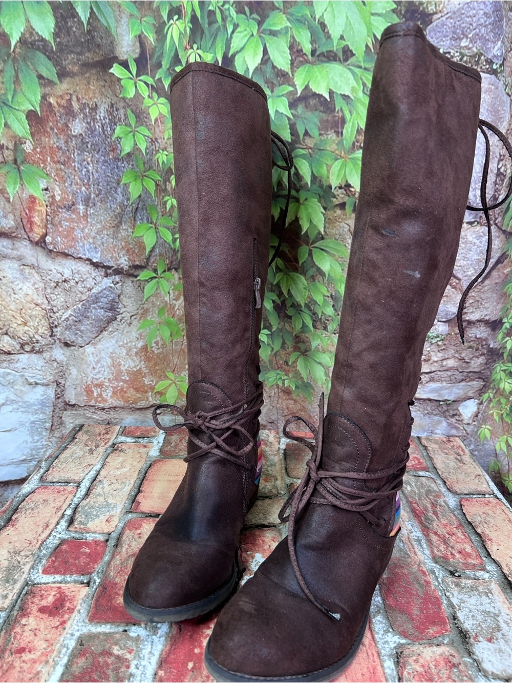 VERY VOLATILE Rainbow Inset Lace Up Festival Boots, 10 - Picture 5 of 15